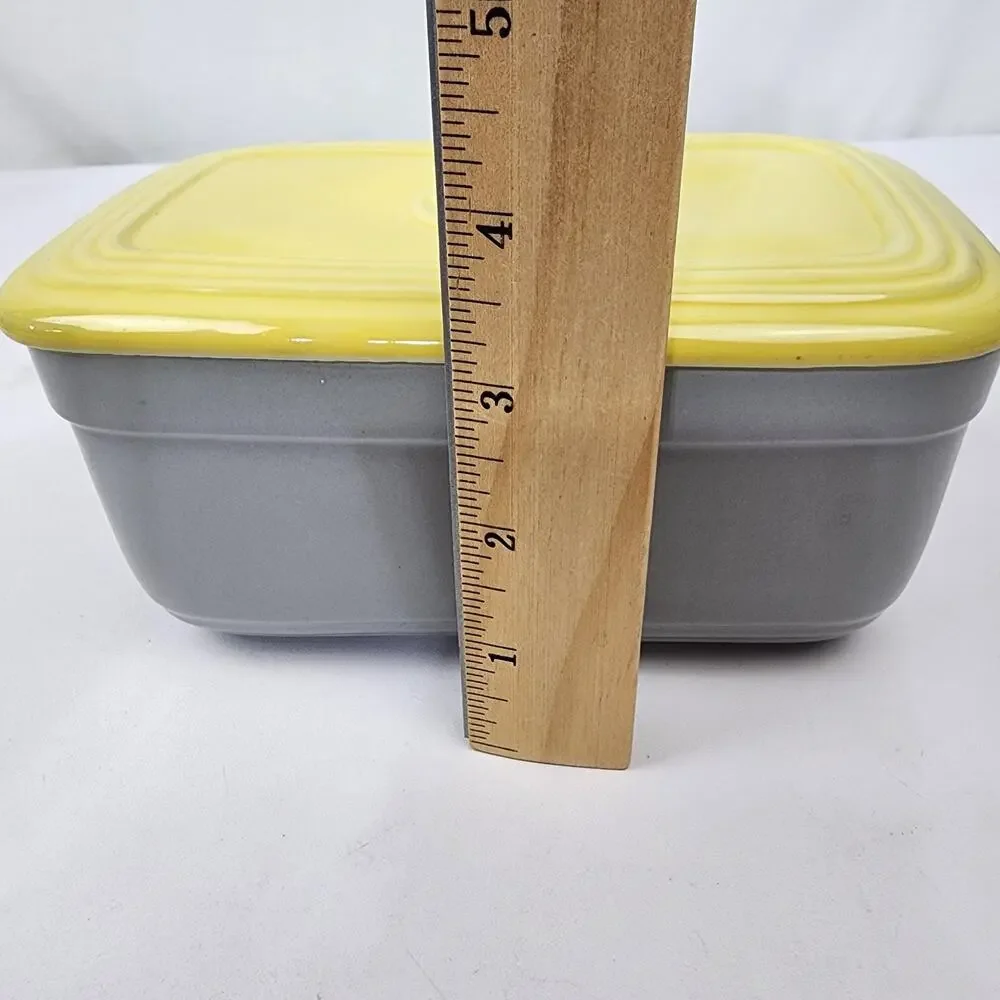 General Electric Refrigerator Covered Dish by Hall China Ohio Gray & Yellow